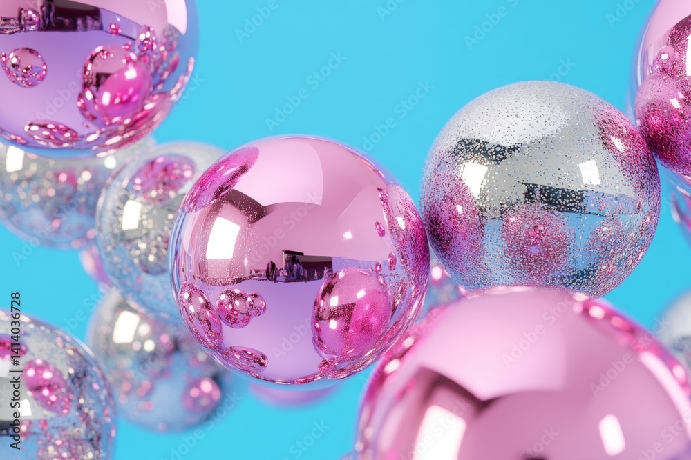 Poster A futuristic neon-colored cluster of floating orbs, representing advanced technology and energy sources