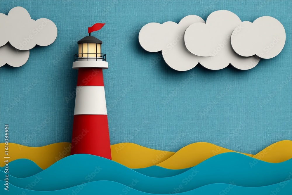Leinwandbilder a geometric modern lighthouse design, with sharp clean lines and abstract elements