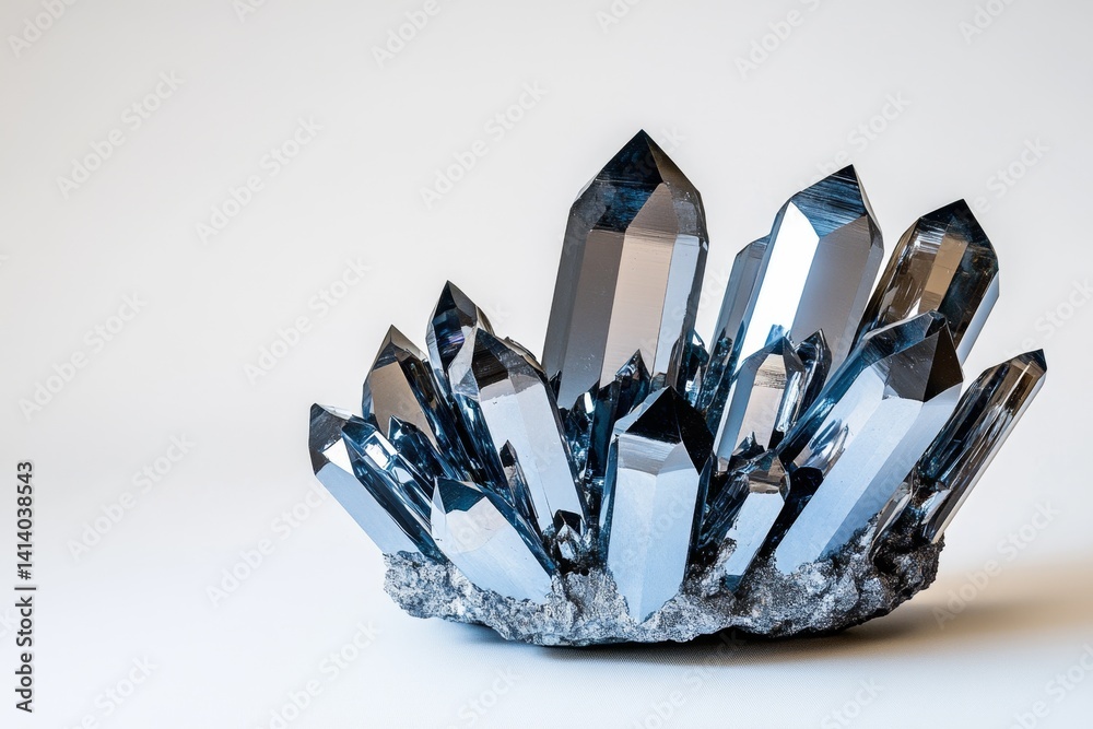 Poster A hyper-realistic close-up of a cluster of crystals, showcasing their sharp edges and light reflections