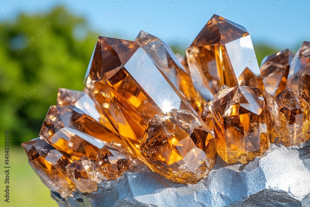 Poster A hyper-realistic close-up of a cluster of crystals, showcasing their sharp edges and light reflections
