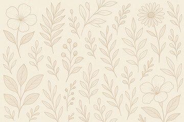 A seamless pattern featuring delicate florals and leaves on a soft background. Ideal for fabric design, stationery, and home decor. Captures the essence of nature's beauty.