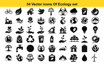 Ecology icons set. Nature, environment, recycling symbol pack. Vector graphic design.