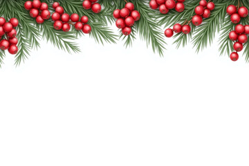 christmas garland with red ornaments on a white background