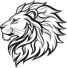 Wild roaring lion king head tattoo set | lions heads black and white ink sketch silhouettes