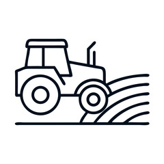 Tractor Operating on Agricultural Field Icon Design