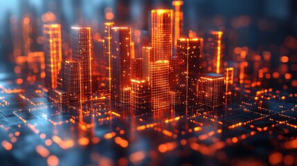 Obraz premium Cyberpunk Metropolis: A Digital Cityscape at Night