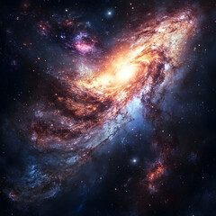 Obraz premium Cosmic dance of stars galaxy digital art space celestial view bright nebulae