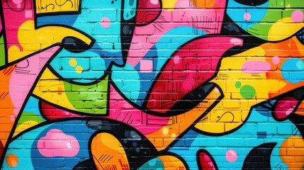 Abstract graffiti wall with bold colors and artistic pop art splashes, urban street style.

