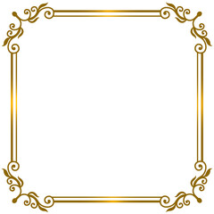 ゴールドフレーム　枠　素材　飾り枠　飾り罫　囲み　キラキラ　高級感　豪華　エレガント　クラシック　アンティーク　おしゃれ　シンプル　光る　飾り　見出し　タイトル　四角　白背景　透過　Elegant gold frame.vintage,antique,square 