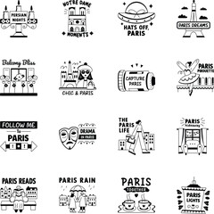 Collection of Paris Culture Glyph Stickers
