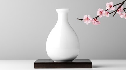 Finely crafted ceramic sake set with a minimalist glaze on an immaculately white background.
