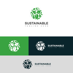 Sustainable Green Leaf Logo Design Variations Ecology Nature