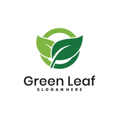 Green Leaf Logo with Dual Leaves in Circular Eco Design