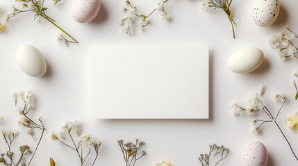 Vintage Easter card with colorful eggs, flowers, and a wooden background