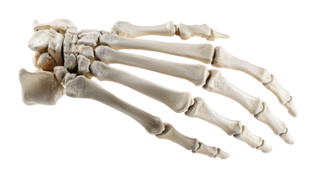 Hand of Time: An Anatomical Display of Human Bone Structure Against a Stark Black Backdrop, Revealing Intricate Details and Timeless Skeletal Artistry.
