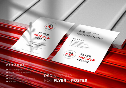 Flyer Mockup Design With Metal Background