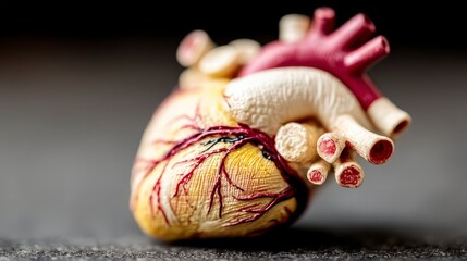 Human Heart Anatomy Model  Close up Macro Photography  Detailed Cardiovascular System