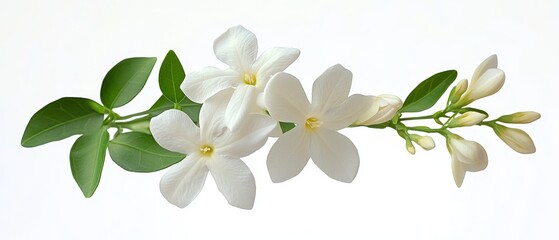 Obraz premium Realistic jasmine flower. white background 