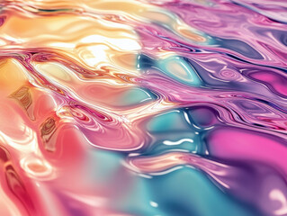 vibrant abstract image featuring colorful, flowing liquid textures with shades of pink, blue, and gold, creating mesmerizing visual effect. smooth surface reflects light beautifully