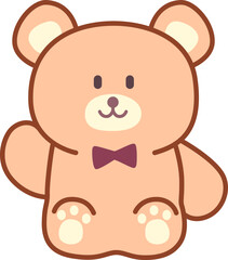 곰인형, 리본 곰, 귀여운 캐릭터, 인형 일러스트, 감성 디자인, 플랫 아이콘, 장난감, 포근한 분위기, 어린이 콘텐츠, 소프트한 스타일

