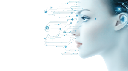 Futuristic woman's head with digital interface, a vision of future technology futuristic