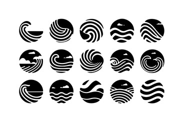 Abstract Wave Icons Collection - High-Quality Vector Graphics