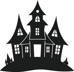 Silhouette of a Haunted Home for Spooky Use