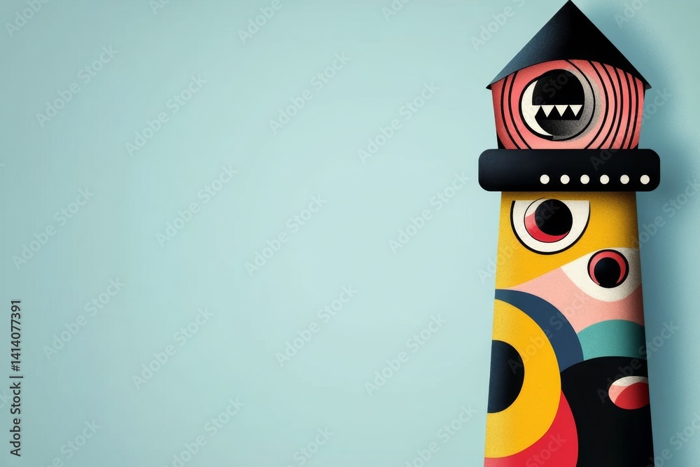 Poster A geometric modern lighthouse design, with sharp clean lines and abstract elements