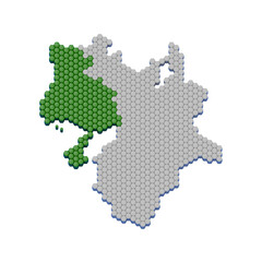 Fototapeta premium ハニカム構造状の兵庫県の地図