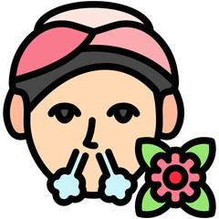 Breathe colored outline mini illustration icon, related to relaxation, spa, wellness and more. Vector EPS 10 for modern concept, print, UI, UX kit, web and app development.