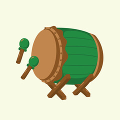 wooden barrel with drum