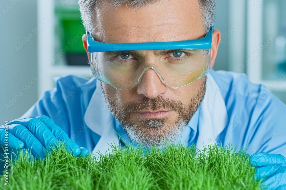 Aufkleber a scientist testing soil samples in a lab, analyzing the effects of different fertilizers
