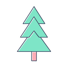 Obraz premium A Simple Illustration of a ThreeTiered Green Tree with a Pink Trunk