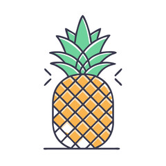 A Delightful Illustration of a Ripe Pineapple with Vibrant Green Leaves and a Yellow Body