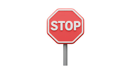 Obraz premium 3D Render: Stop Sign, Octagonal Red and White, Isolated on White Background