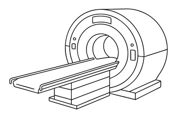 MRI Scanner Machine in Line Drawing Style