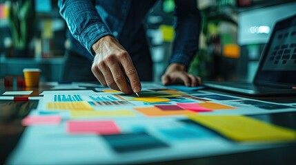 Creative business team brainstorming and ideating for innovative projects, showcasing collaboration, diverse perspectives, and strategic thinking in a modern business environment