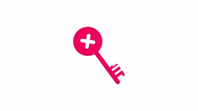 Wrong key icon, isolated on white background, 4K motion graphics animation, light crimson color icon