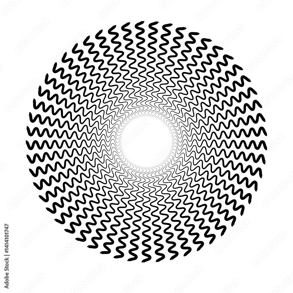 Poster hypnotic spiral pattern with wavy lines in circular formation