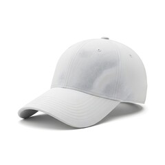 Fototapeta premium Close-up studio shot of a pristine white baseball cap with subtle textures