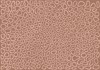 Background is filled with texture of spots of various shapes. Background is Mocha mousse. Spots are lighter than peach. In each spot there is another spot, also Mocha mousse. Texture of material.