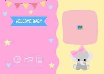  Girl Baby Announcement card. Fill Baby Name,Birth Time,height,weight,Hospital name and Parents name..Daughter birth announcement printable card.