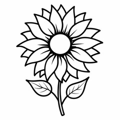 Fototapeta premium hand drawn sunflower flower outline illustration 