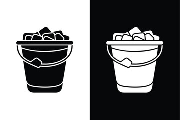 Cold Drink Ice Bucket Icon. Black and White Vector for Web and Print