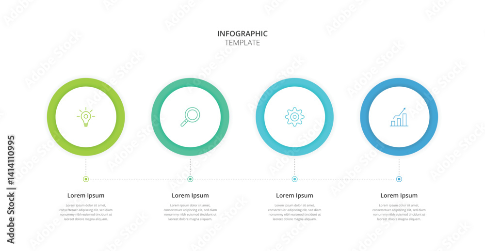 Fototapete infographic 4 step timeline journey. presentation graph, flat simple infographics design template. c