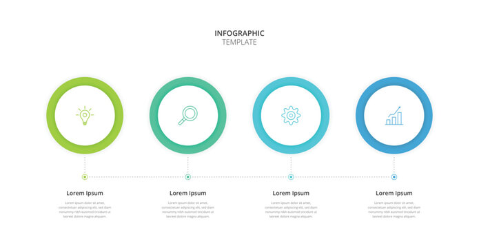 Infographic 4 Step timeline journey. Presentation graph, flat simple infographics design template. Clean timeline infographic design template with 4 options. Vector for presentation