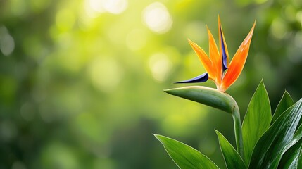 Vibrant bird of paradise flower closeup nature photography image