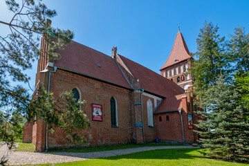 Fototapeta premium The Gothic church of St. John the Apostle in Zalewo, Warmian-Masurian Voivodeship, Poland 