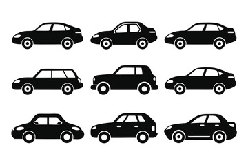 Fototapeta premium black car icon illustration silhouette vector set