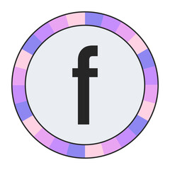 Obraz premium Modern Monogram lowercase Letter f in Black with Soft Pastel Pink and Blue Circular Frame on Light Gray, enclosed in a black frame.